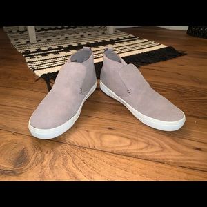 Suede slide-on shoes